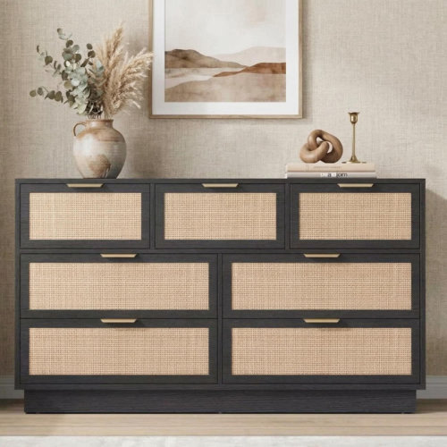 Dakota Fields 7 Drawer Dresser, 55in Wide 7 Chest of Drawers with Metal Handles and Wooden Sturdy Base for Bedroom Living Room Nursery & Reviews | Wayfair