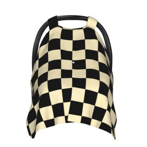 Car Seat Cover Baby, khaki black checkered Baby Car Seat Cover for Baby Boys Girls Newborn , Infant Car Seat Canopy Cover Nursing Breastfeeding Cover Warm Blanket