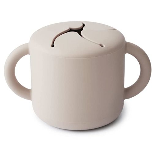 mushie Silicone Snack Cup | Spill Proof Food Container for Toddler and Baby (Ivory)
