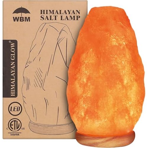 WBM Salt Lamp – USB Himalayan Salt Lamp with Touch Dimmer Control | Wooden Base | LED Bulb | 5-7lbs