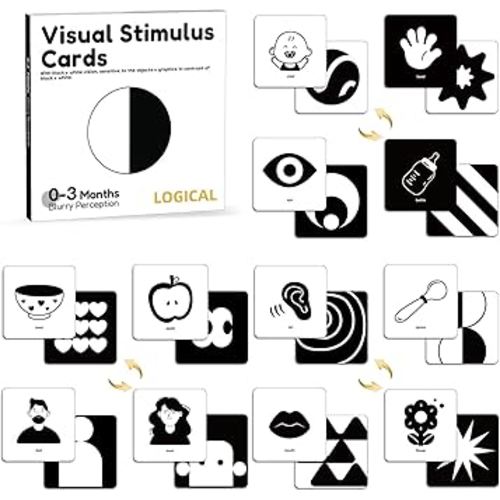 High Contrast Baby Cards Newborn Visual Stimulus Stimulation Black and White Cards Infants Flashcards Learning Cards Babies Gift 0-3Months