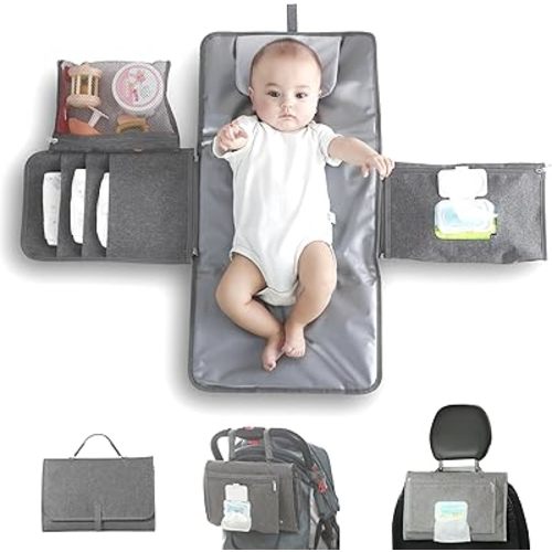 JanYoo Baby Portable Changing Pad, Baby Changing Mat Travel Waterproof Diaper Liners for Newborn, Foldable Diaper Bag with Wipes Pocket for Baby Shower Gifts