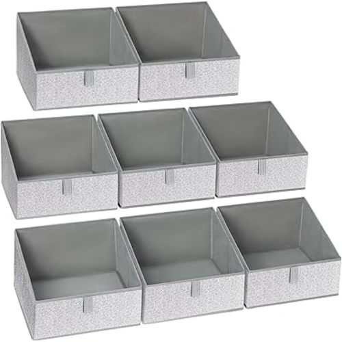 DIMJ Trapezoid Storage Bins, Closet Storage Bins with Handle, Foldable Closet Organizers and Storage Baskets for Toys, Books, Clothes, 8 Packs