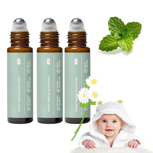 3Pcs Teething Roller, Mamas Teether: Baby Teething Oil Roller, Teething Roller All Natural for Babies, Natural Gentle Teething Relief Roller, Teething Roller All Natural for Babies