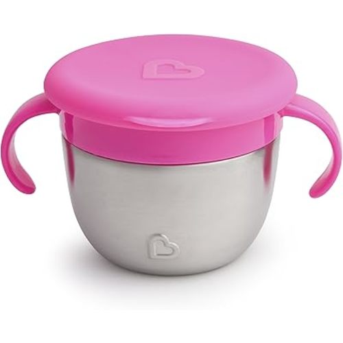 Munchkin® Snack+™ Stainless Steel Snack Catcher Cup with Lid, 9 Ounce, Pink, 1 Pack