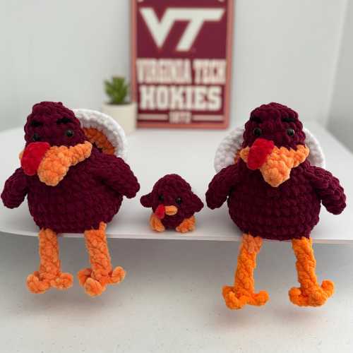 Crochet Chonky Hokie Bird or Baby Bird Plush Plushie Stuffed Animal Mascot VT Virginia Tech