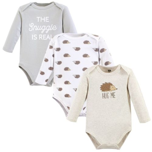Hudson Baby Cotton Long-sleeve Bodysuits, Hedgehog, 3-6 Months