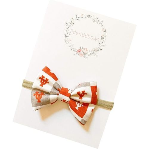 University of Texas Longhorn Longhorns newborn baby girl toddler nylon headband bow - made in USA