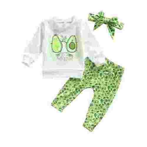 0-3T Fall Baby Girl Clothes Set 6M 12M 18M 24M Avocado Pullover Sweatshirts Tops Floral Pants Outfits Cute Toddler Clothes