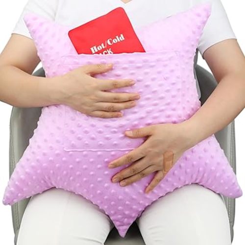 Star Shaped Hysterectomy Pillow with 2 Pockets for Abdominal Surgery Hysterectomy Recovery Must Haves Products Gifts Tummy Pillow with Hands Placement Pouch Minky Dot Lavender