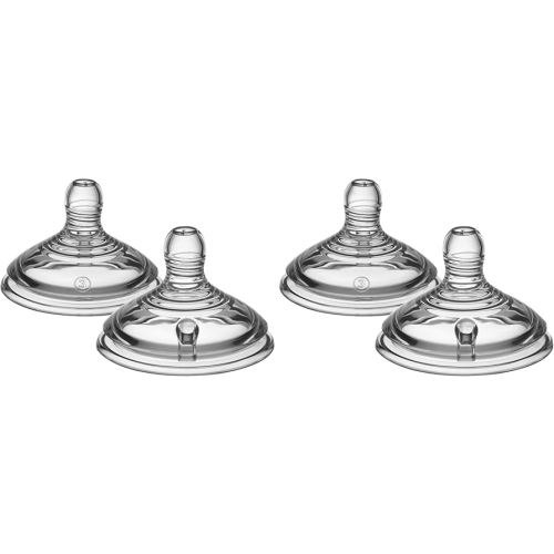 Tommee Tippee Natural Start Baby Bottle Nipples, Slow Flow, 0m+, Pack of 4 Soft Silicone Breast-Like Bottle Nipples for a Natural Latch with Anti-Colic Valve