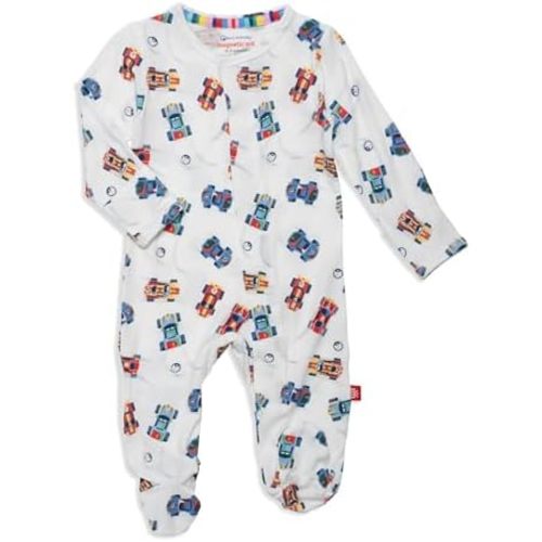 Magnetic Me Boys Modal Magnetic Baby Footie Pajamas | Silky Soft Modal Fabric | Baby Sleepers Available in Sizes PRE - 24M
