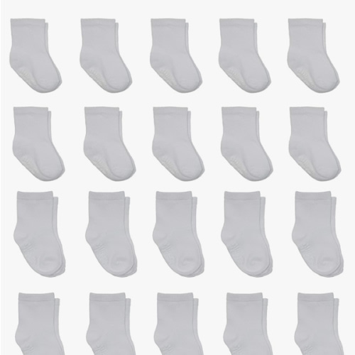 Little Me 20-Pack Newborn Baby Infant & Toddler Unisex Socks, 0-12/12-24 Months, Assorted Size Pack, White