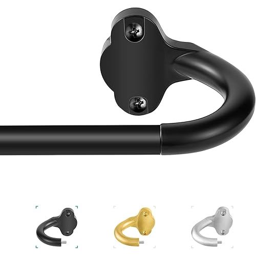Wrap Around Curtain Rods,Black Curtain Rods 28 to 48 Inch,5/8 Inch Adjustable Blackout Curtain Rod Set,Room Darkening Single Window Rod,Metal Thicken Hidden Curved Drapery Rod 28-48",Matte Black