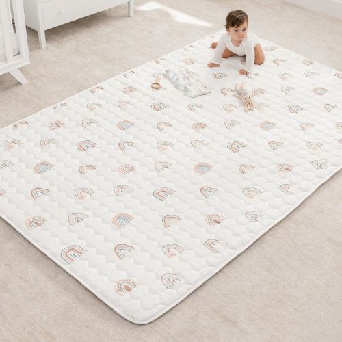 Premium Play Mat - Soft And Comfortable Kids & Toddler Play Mat With Non-slip Bottom By Comfy Cubs - Rainbow, Rectangle, 60x96