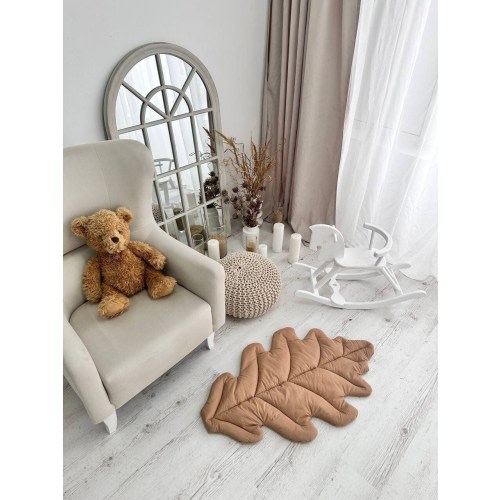 OAK LEAF RUG caramel play mat oak leaf shape mat Organic cotton fabric Safe for babies from birth Neutral colors and safe material.