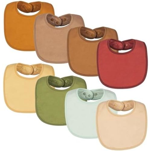 Tiny Twinkle Baby Feeding Bibs 8 Pack - Waterproof and Absorbent Infant Drool and Feeding Baby Bibs