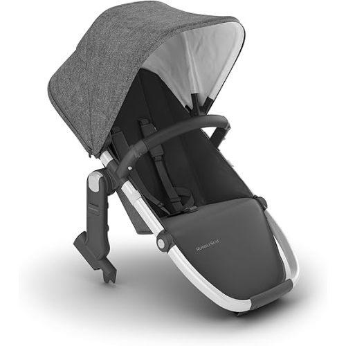 UPPAbaby RumbleSeat V2+ Second Lower Seat/Compatible with Vista V2 and Vista V3 / Adapters, Bumper Bar, Bug Shield Included/Jordan (Charcoal Mélange/Silver Frame/Black Leather)