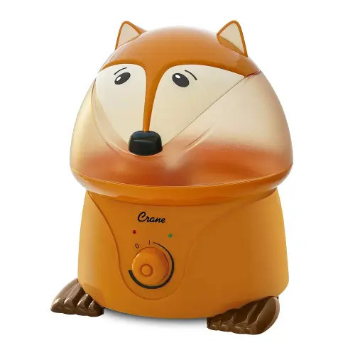 Crane 1 Gallon Animal Cool Mist Ultrasonic Humidifier for Kids' Bedroom and Nursery, Automatic Shut off, Adjustable Output, Fox