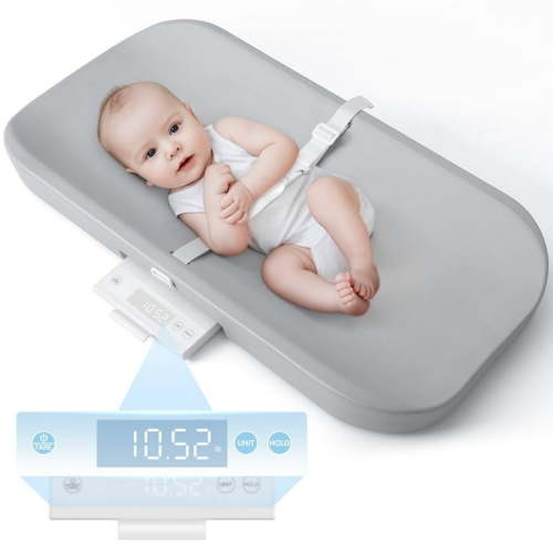 Baby Changing Pad and Scale, SINGES LCD Digital Baby Scale, Max 132lbs, Non-Slip, Auto-off, Grey