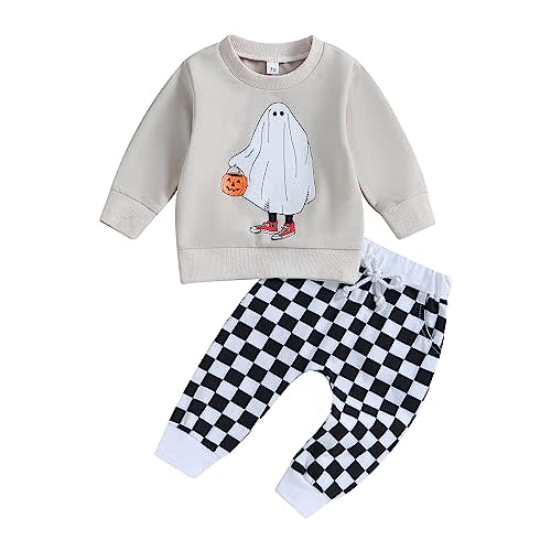 Karwuiio Toddler Baby Boy Girl Clothes Checkerboard Print Long Sleeve Sweatshirt Tops and Pants Fall Clothing Set