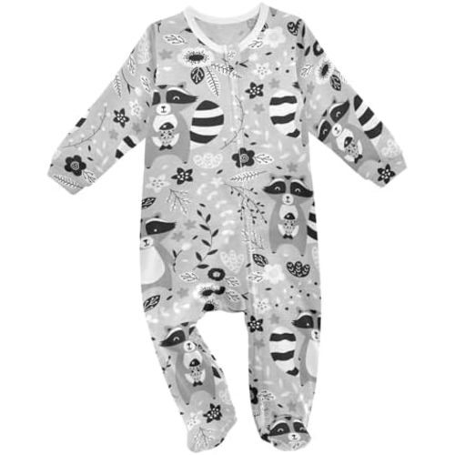 Dogs Funny Pets Baby One-Piece Footies Long Sleeve Rompers Pajamas Zip Front Pjs for Boys Girls kids 3M