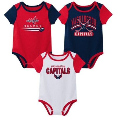 Nhl Washington Capitals Boys' 3pk Bodysuit - 0-3m