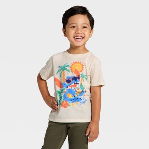 Toddler Boys' Lilo & Stitch 'Be Happy' Printed T-Shirt - Off-White