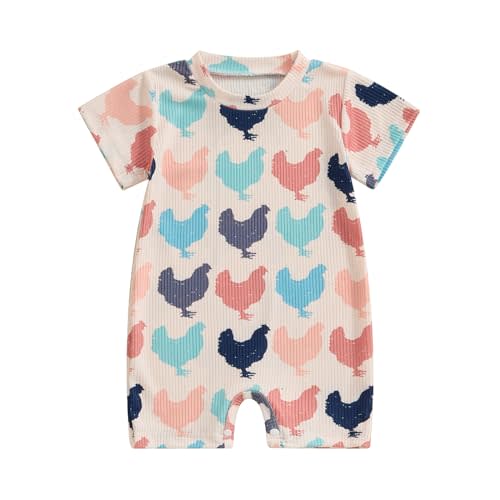 Toddler Baby Boy Girls Farm Clothes Western Farm Animals Chicken/Cow Print Romper Newborn Jumpsuit Country Stuff