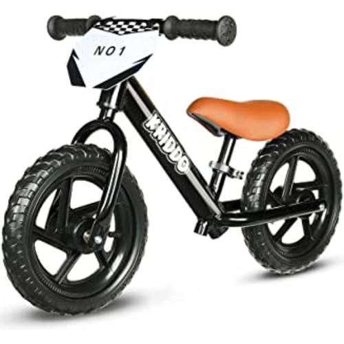KRIDDO Toddler Balance Bike 2 Year Old,12 Inch Push Bicycle with Customize Plate (3 Sets of Stickers Included), Steady Balancing, Gift Bike for 2-5 Boys Girls, Black : Toys & Games