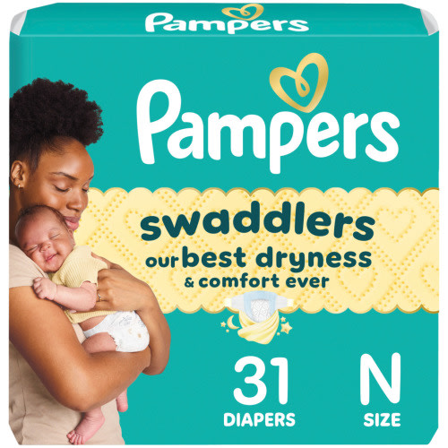 Pampers Swaddlers Diapers, Newborn, 31 Count (Select for More Options)