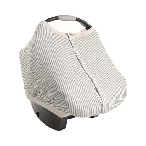 Little Unicorn Car Seat Canopy, Baby Car Seat Cover - Grey Stripe