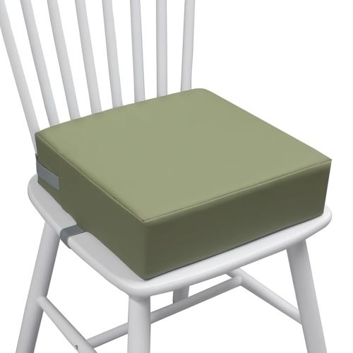 Toddler Booster Seat for Dining Table, 2 Elastic Seat Belts,Anti Scratch PU Skin-Friendly, Waterproof,Anti-Wrinkle, Detachable Non-Slip Bottom - Green