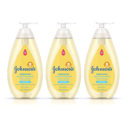 Johnson's Head-To-Toe Gentle Baby Body Wash & Shampoo, Tear-Free, Sulfate-Free & Hypoallergenic Bath Wash & Shampoo for Baby's Sensitive Skin & Hair, Washes Away 99.9% Of Germs 16.9 fl. oz (Pack of 3)