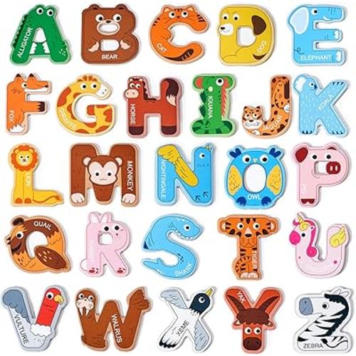 Magnetic Letters, Alphabet ABC Fridge Magnets for Toddlers & Kids, Cute Educational Animal Toys, 26 Uppercase Refrigerator Magnets, Ideal Spelling Learning Gift for Preschool 2 3 4 5 Years Old