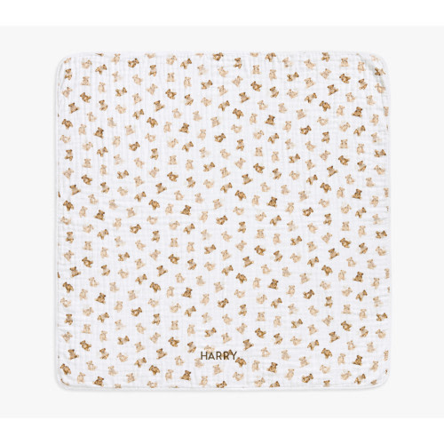 Teddy Bear Oversized Organic Muslin Baby Blanket