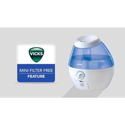 Vicks Mini Filter-Free Cool Mist Humidifier, White, VUL520W