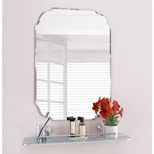 KOHROS Wall Silver Backed Mirrored Glass Panel Best for Vanity, Bedroom, or Bathroom (18"x 24"), Sliver
