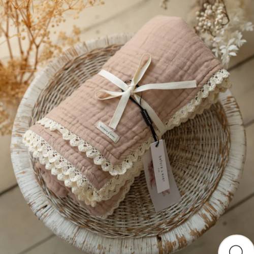Lullaby Lace - Lux Muslin Gauze Blanket - Tan