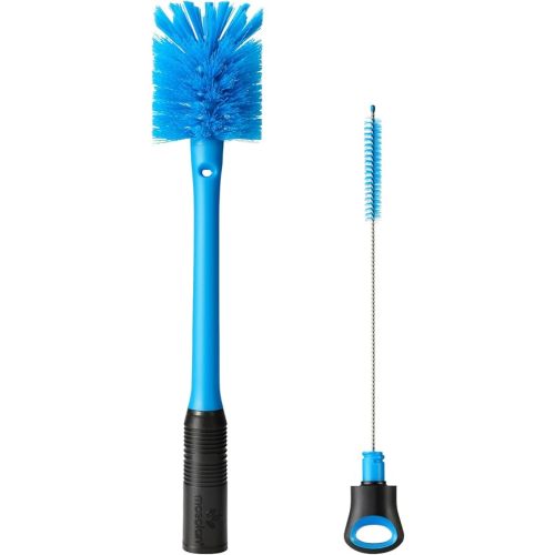 MOSOLAN 2-in-1 Water Bottle Brush and Straw Cleaner Brush, Long Handle Scrub Brush with Replaceable Head for Water Bottles, Glasswares, Mugs, Flasks, Tumblers and Kitchen Sink, Breezy Blue, 1 Pack