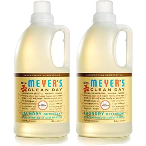 Mrs. Meyer's Baby Laundry Detergent Liquid, Infused with Essential Oils, Baby Blossom, 64oz - Pack of 2 (128 Loads)