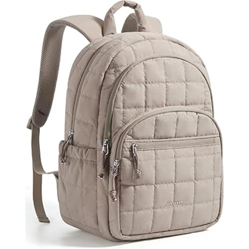 BAGSMART Travel Backpack for Women, 15.6" College Laptop Backpack, Camel