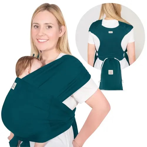 KeaBabies Baby Wrap Carrier Ring Sling - Easy to Wear, Adjustable D-Lite Baby Carrier Newborn to Toddler, Infant Carrying Shirt, Hands Free Bonding, Breathable Fabric Wearing Wrap (Peacock Green)