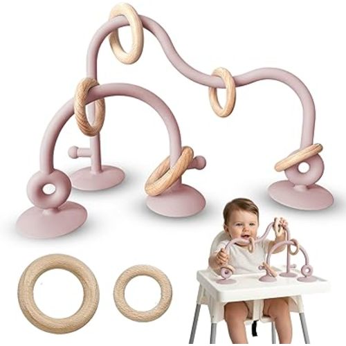 Sensory Highchair Suction Toy for Infant Toddlers 6 12 18 Months, Food Grade Silicone Montessori Educational Cognitive Development Parent-Child Baby Bath Toy | BPA-Free | Food-Grade | Dishwasher Safe
