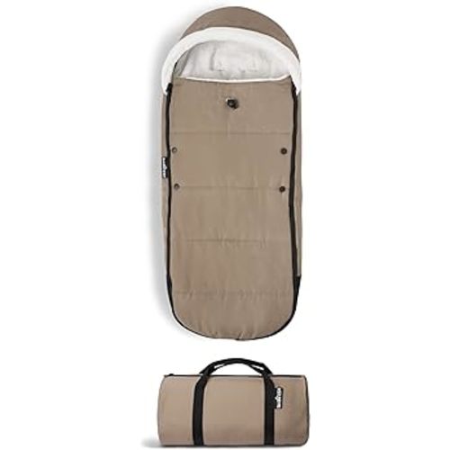 BABYZEN YOYO Footmuff, Taupe - Sherpa Lining & Fleece Hood with Drawstring to Keep Baby Warm - Includes Carrying Bag - Machine Washable