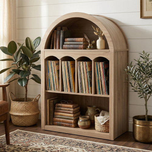 Wrought Studio™ 40" Small Arch Bookcase with Display Shelves for Living Room, Bedroom Or Entryway & Reviews | Wayfair