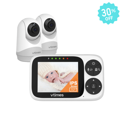 VT302-2 Baby Monitor with 2 Cameras,No WiFi, Night Vision, VOX, 1000ft Range
