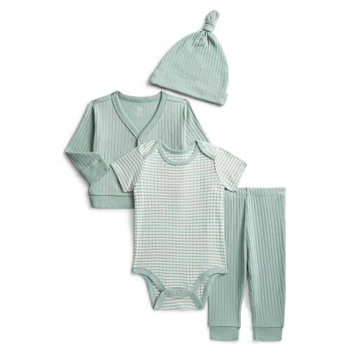 Wonder Nation Organic Cotton Baby Boy Take Me Home Layette Gift Set, 4-Piece, Sizes Newborn-9 Months