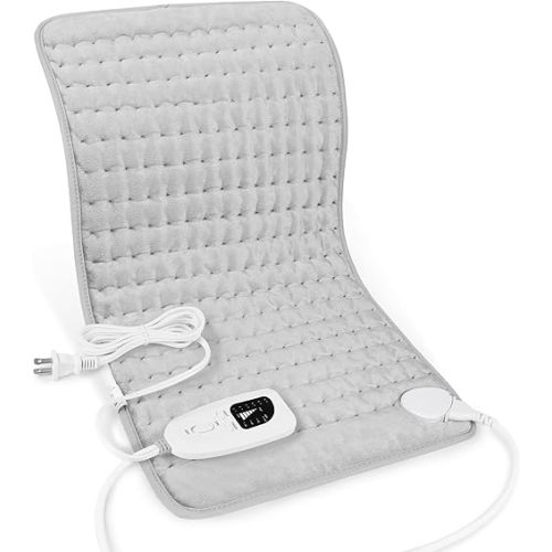 Electric Heating Pads,Heating Pads for Back,Shoulder,Hot Pad for Neck and Arms,Abdomen,Moist Heated Pad for Legs and Knee,Auto Shut Off(Light Gray, 24''×12'')
