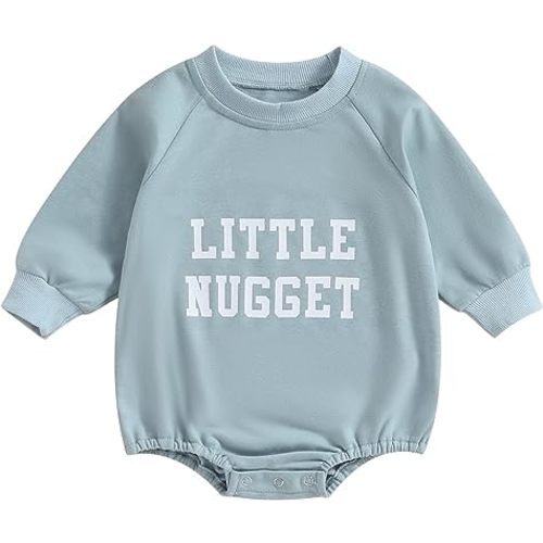 Twopumpkin Newborn Baby Boy Warm Sweatshirt Bubble Romper Crewneck Sweater Onesie Fleece Winter Christmas Outfit Clothes